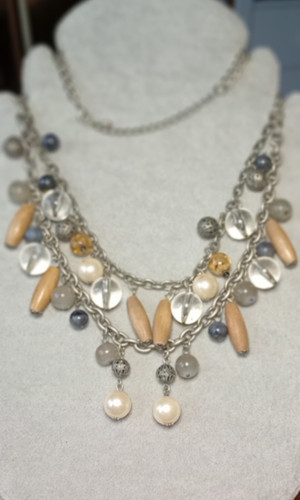 Row beaded chain necklace - row,