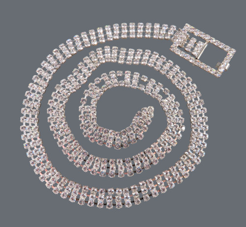 Vintage clear rhinestone - clear, chain