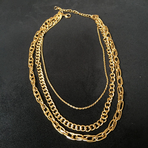 Gold tone triple row chunky - tone,