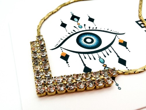 Vintage gold tone clear - vintage,