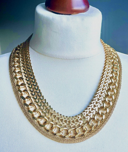 Gold tone layered multi row - tone,