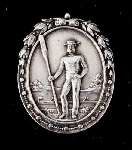 Silver rowing fob medal - silver,